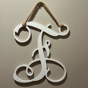 F Initial Wooden Wall Door Hanging 18” X 16”